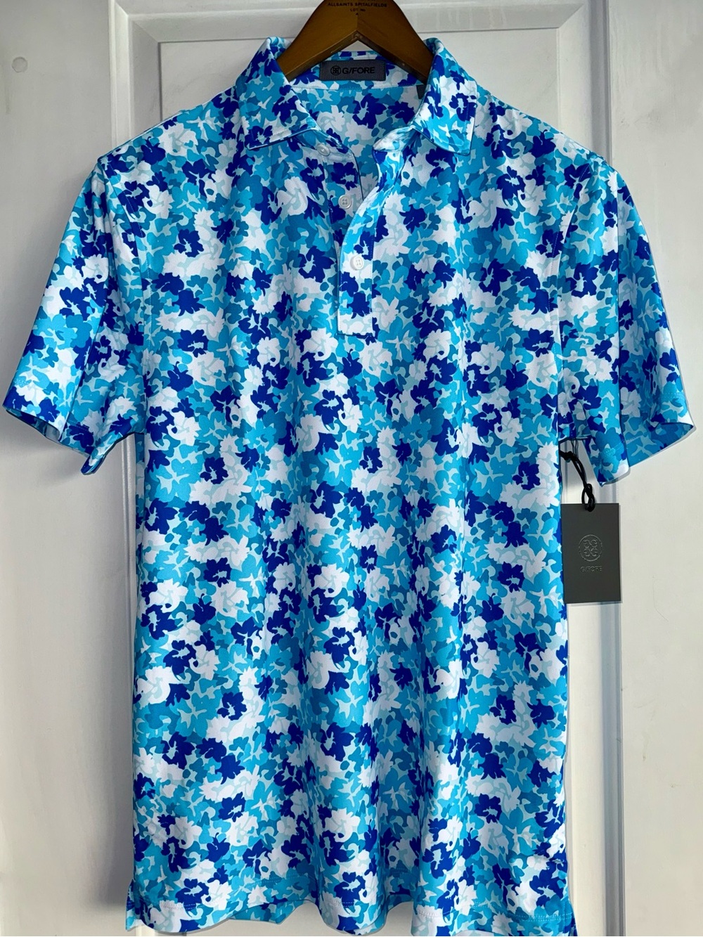 G/FORE Liberty Camo Floral Tech Piqué Polo in Liberty Blue NWT